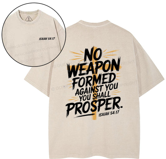 No Weapen Formed Against You Christian Washed T-Shirt Sale - GuidingCross