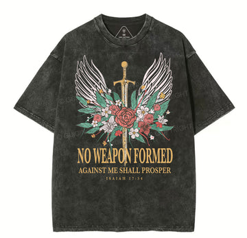 No Weapon Formed Christian Washed T-Shirt Sale - GuidingCross