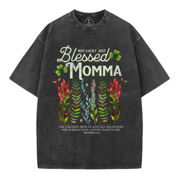 Not Luck Just Blessed Momma Christian Washed T-Shirt Sale - GuidingCross