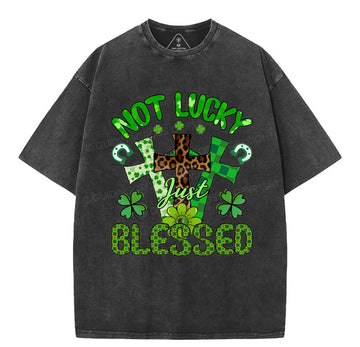 Not Lucky Just Bleessed Christian Washed TShirt  