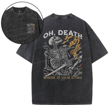 OH Death Where Is Your Sting Christian Washed T-Shirt Sale - GuidingCross