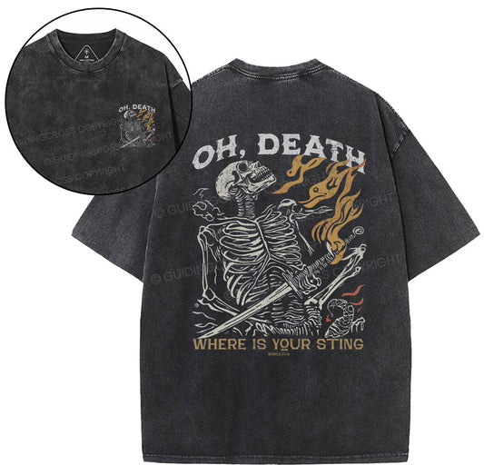 OH Death Where Is Your Sting Christian Washed T-Shirt Sale - GuidingCross