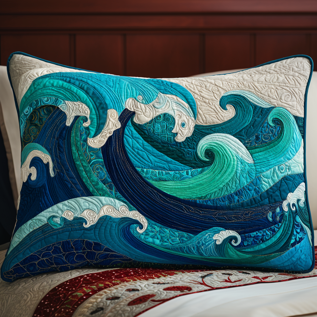 Ocean Waves Quilted Bedding Pillow Case NCU0NT9951