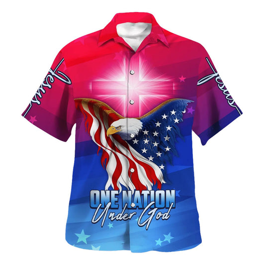 UniJames One Nation Under God American Eagle Hawaiian Shirt - Christian Hawaiian Shirt - Best Hawaiian Shirts