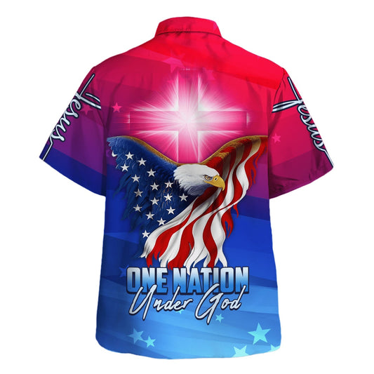 UniJames One Nation Under God American Eagle Hawaiian Shirt - Christian Hawaiian Shirt - Best Hawaiian Shirts