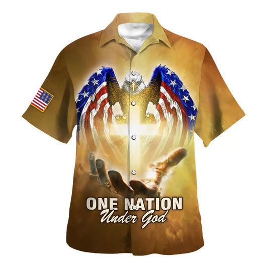 UniJames One Nation Under God American Hawaiian Shirt - Christian Hawaiian Shirt - Religious Hawaiian Shirts