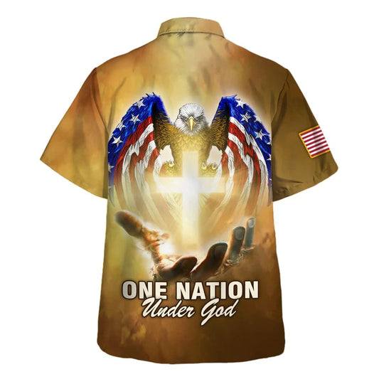 UniJames One Nation Under God American Hawaiian Shirt - Christian Hawaiian Shirt - Religious Hawaiian Shirts