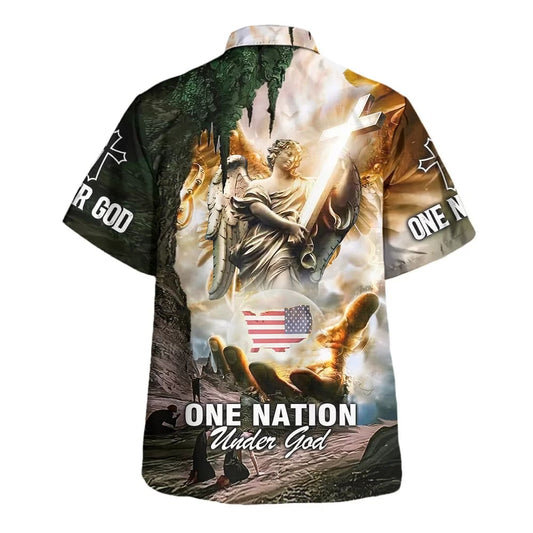 UniJames One Nation Under God Christian Hawaiian Shirts For Men & Women - Christian Hawaiian Shirt - Hawaiian Summer Shirts