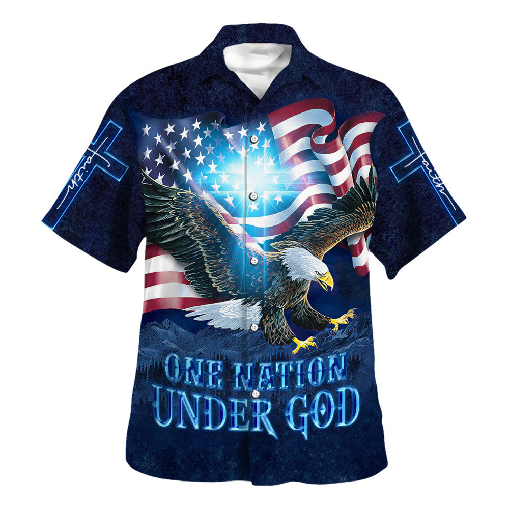 UniJames One Nation Under God Eagle Hawaiian Shirt - Christian Hawaiian Shirt - Religious Hawaiian Shirts