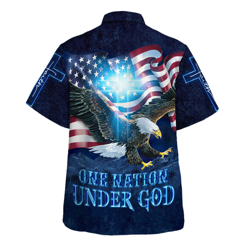 UniJames One Nation Under God Eagle Hawaiian Shirt - Christian Hawaiian Shirt - Religious Hawaiian Shirts