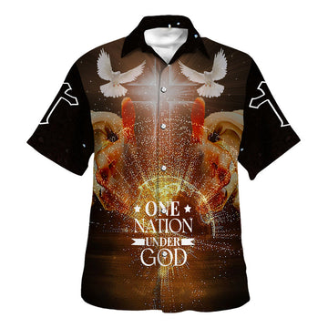 UniJames One Nation Under God Hand Of God Hawaiian Shirts For Men & Women - Christian Hawaiian Shirt - Hawaiian Summer Shirts
