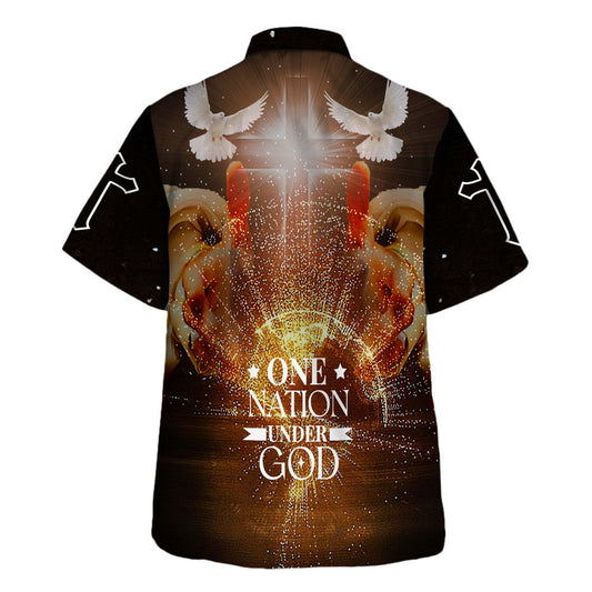 UniJames One Nation Under God Hand Of God Hawaiian Shirts For Men & Women - Christian Hawaiian Shirt - Hawaiian Summer Shirts