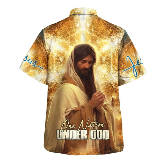 UniJames One Nation Under God Hawaiian Shirt - Jesus Pray Hawaiian Shirts For Men & Women - Christian Hawaiian Shirt - Hawaiian Summer Shirts
