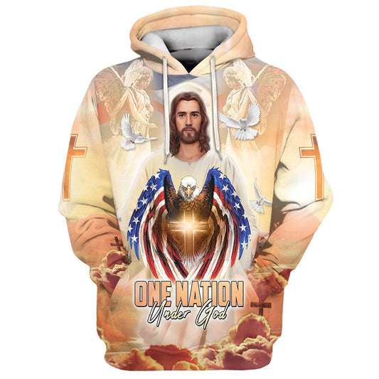 Uni One Nation Under God Jesus Dove And Angles Hoodie