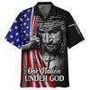 UniJames One Nation Under God Jesus American Hawaiian Shirt - Best Hawaiian Shirts - Christian Hawaiian Shirt