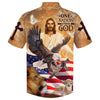 UniJames One Nation Under God Jesus And Lion Eagle American Hawaiian Shirt - Best Hawaiian Shirts - Christian Hawaiian Shirt