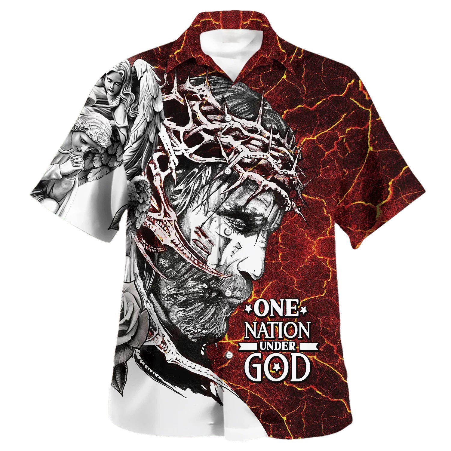 UniJames One Nation Under God Jesus Christ 1 Hawaiian Shirt - Christian Hawaiian Shirt - Religious Hawaiian Shirts