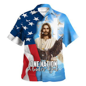 UniJames One Nation Under God Hawaiian Shirt - Christian Hawaiian Shirt - Religious Hawaiian Shirts