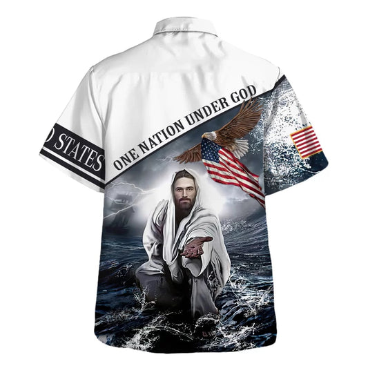 UniJames One Nation Under God Jesus Christ Hawaiian Shirt - Christian Hawaiian Shirt - Religious Hawaiian Shirts
