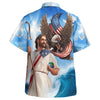 UniJames One Nation Under God Jesus Eagle American Hawaiian Shirt - Christian Hawaiian Shirt - Religious Hawaiian Shirts