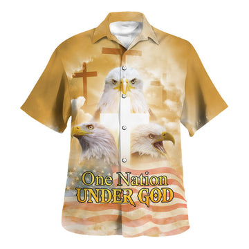 UniJames One Nation Under God Jesus Eagle Hawaiian Shirt - Christian Hawaiian Shirt - Religious Hawaiian Shirts
