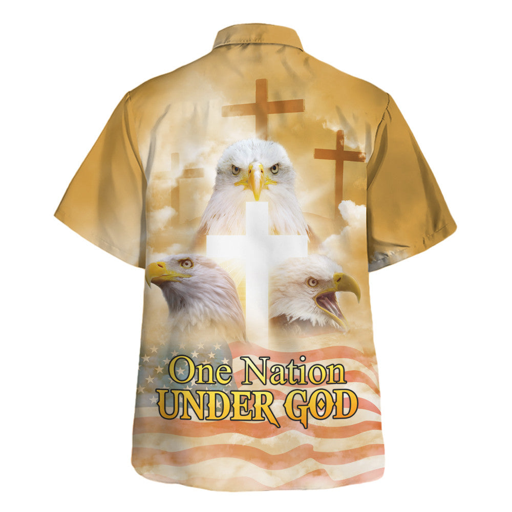 UniJames One Nation Under God Jesus Eagle Hawaiian Shirt - Christian Hawaiian Shirt - Religious Hawaiian Shirts