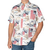 UniJames Men's Battleship American Flag Cotton Button-Down Short Sleeve Shirt