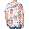 UniJames Men's Battleship American Flag Cotton Button-Down Short Sleeve Shirt