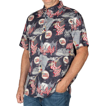 UniJames Men's Bicentennial Cotton Button-Down Short Sleeve Shirt