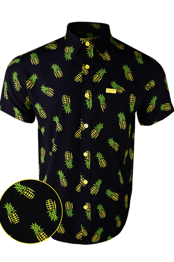UniJames Comfort Pineapple Grenade (Black) Button Down For Men