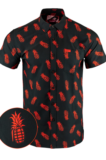 UniJames Comfort Pineapple Grenade (Black/Red) Button Down For Men