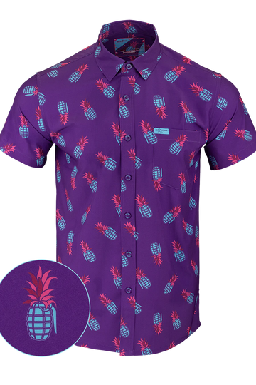 UniJames Comfort Pineapple Grenade (Purple) Button Down For Men