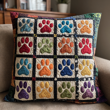 Paw Prints Quilted Pillow Case NCU0NT10186