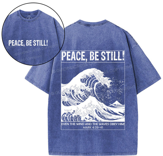 Peace Be Still Ocean Waves Christian Washed T-Shirt Sale - GuidingCross