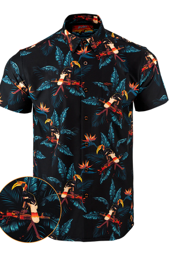 UniJames Comfort Perched (Black) Button Shirt For Men