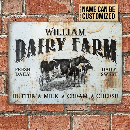 uni Personalized Dairy Farm Fresh Daily Fresh Sweet All Printed 3D Metal Sign