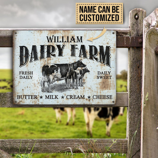uni Personalized Dairy Farm Fresh Daily Fresh Sweet All Printed 3D Metal Sign