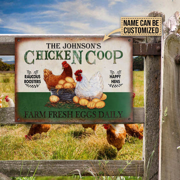 uni Personalized Chicken Coop Green All Printed 3D Metal Sign