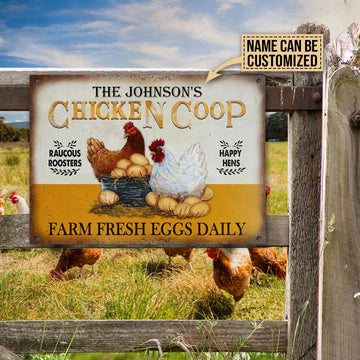 uni Personalized Chicken Coop Yellow All Printed 3D Metal Sign