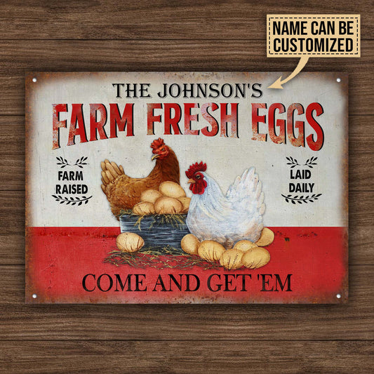 uni Customized Name Chicken Farm Raised Laid Daily Come And Get Them All Printed 3D Metal Sign