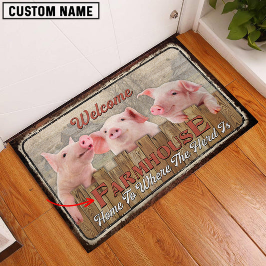 Uni Pigs Personalized - Welcome  Doormat