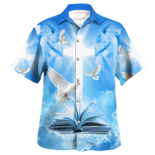 UniJames Pigeon Cross And Bible Hawaiian Shirts For Men & Women - Christian Hawaiian Shirt - Hawaiian Summer Shirts