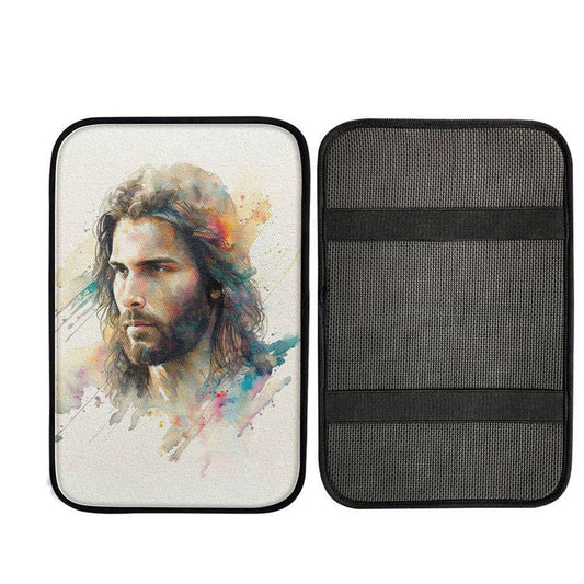 Uni Portrait Of Jesus Car Center Console Cover, Bible Car Armrest Pad