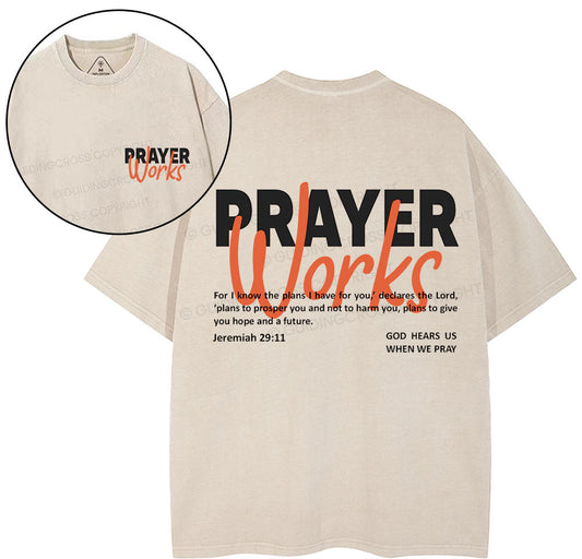 Prayer Works Christian Washed T-Shirt Sale - GuidingCross