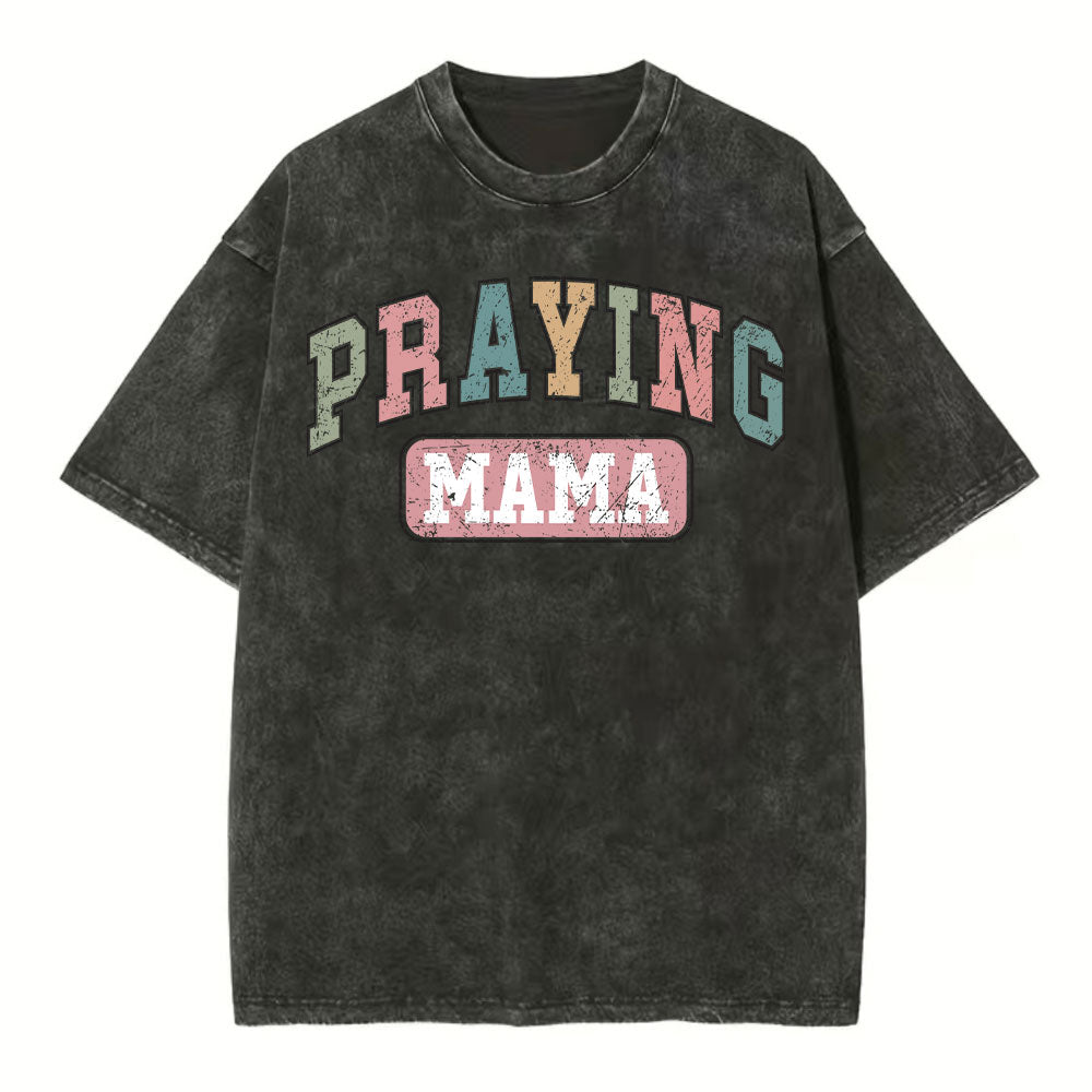 Praying Mama Vintage Christian Washed T-Shirt Sale - GuidingCross
