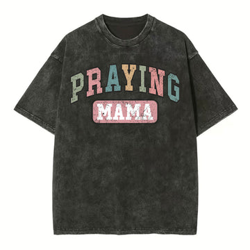 Praying Mama Vintage Christian Washed T-Shirt Sale - GuidingCross