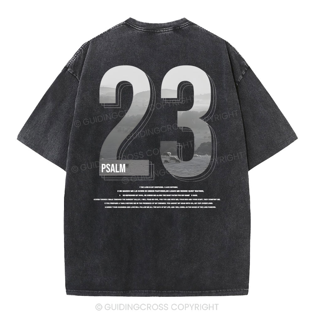 Psalm 23 Christian Washed T-Shirt Sale - GuidingCross