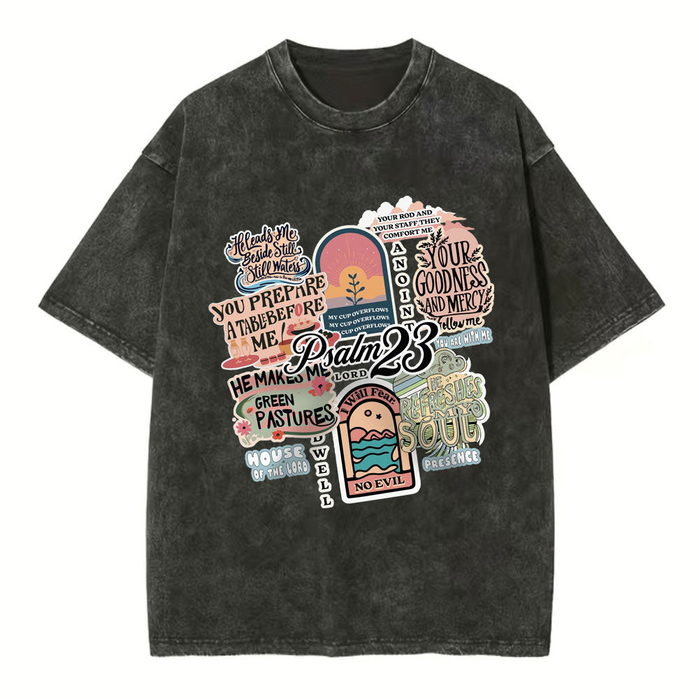 Psalm 23 Inspiration Christian Washed TShirt  