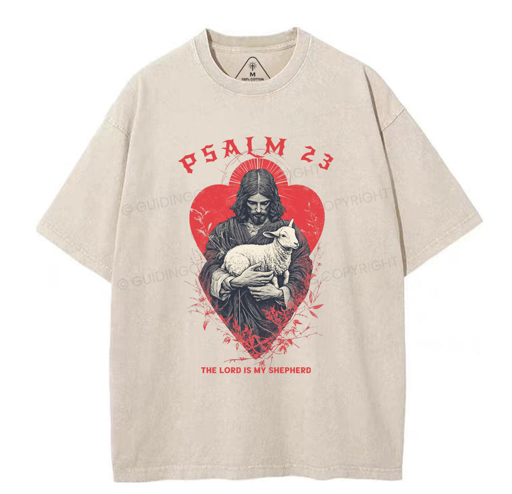 Psalm 23 The Lord Is My Jesus  Christian Washed T-Shirt Sale - GuidingCross