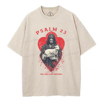 Psalm 23 The Lord Is My Jesus  Christian Washed T-Shirt Sale - GuidingCross